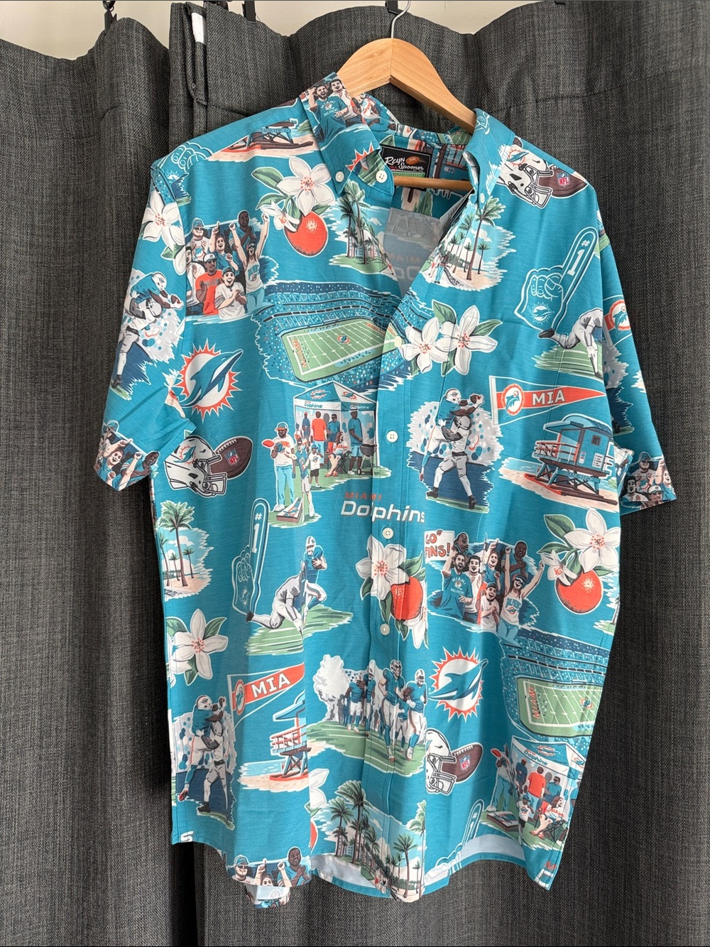 Miami Dolphins Teal Hawaiian Button-Up Shirt